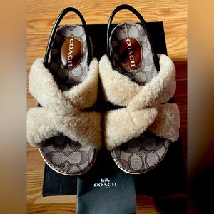NIB Authentic Coach Tally Shearling Sandals